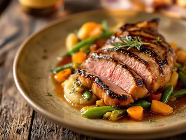 Magret de canard grillé préparé au restaurant gastronomique ESENGO à Brazzaville